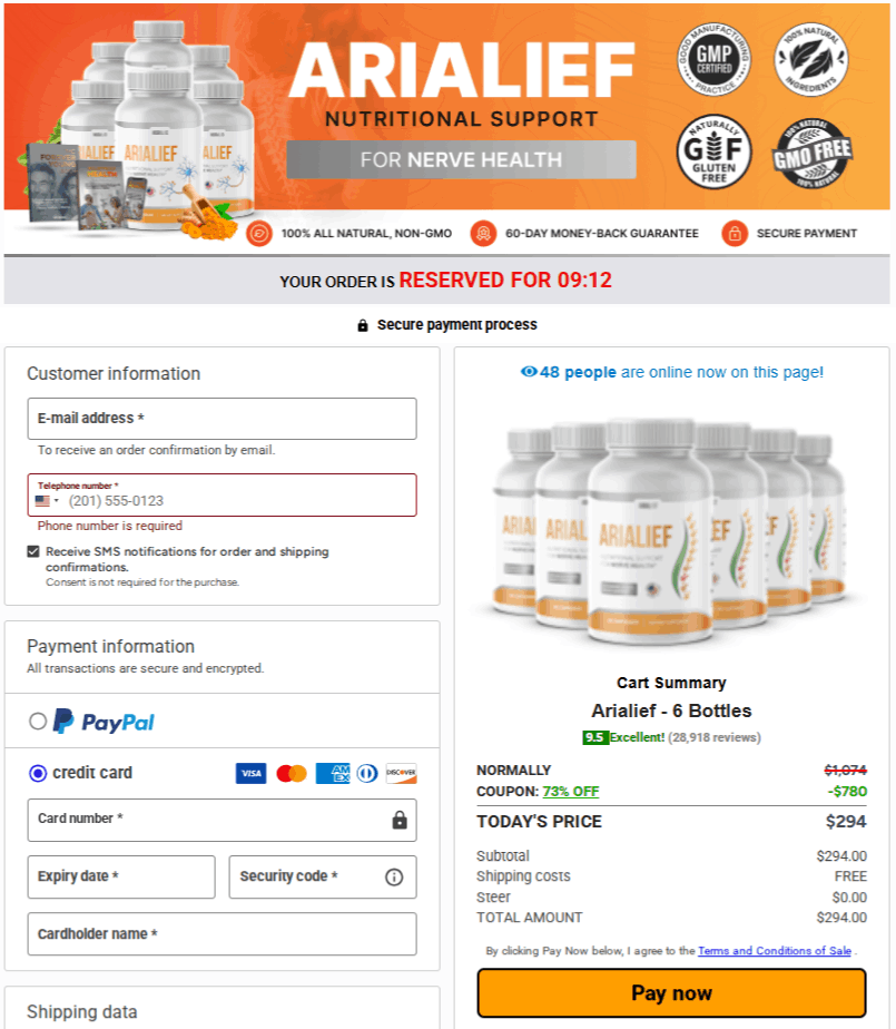 Arialief Checkout